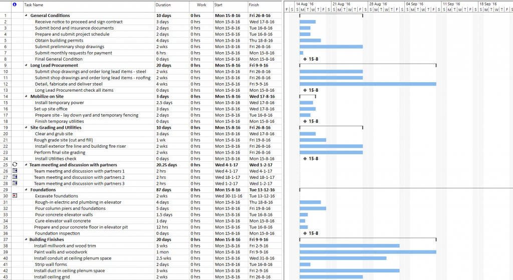 project plan 365 project summary task