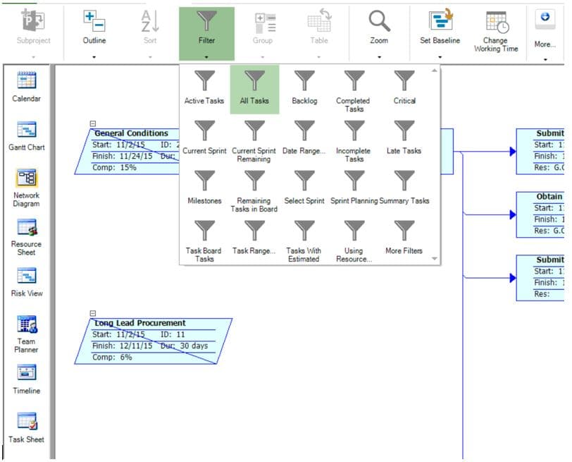 ms project network diagram