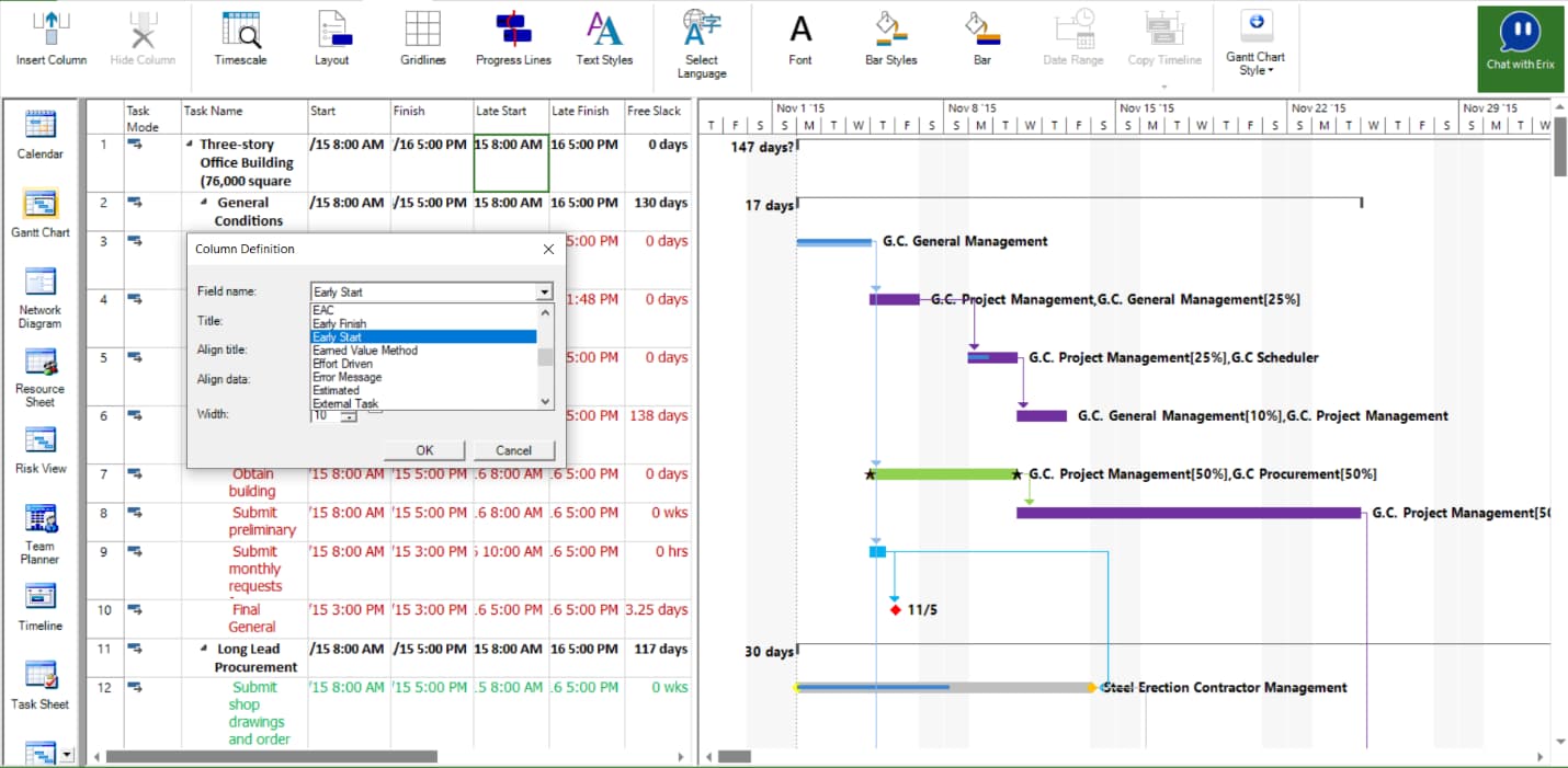 Early Start and Early Finish fields calculation – Project Plan 365