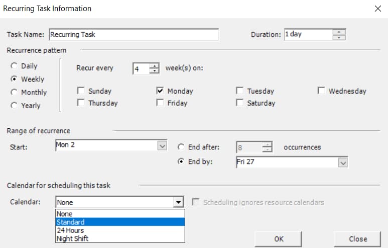 recurring task office 365 mac