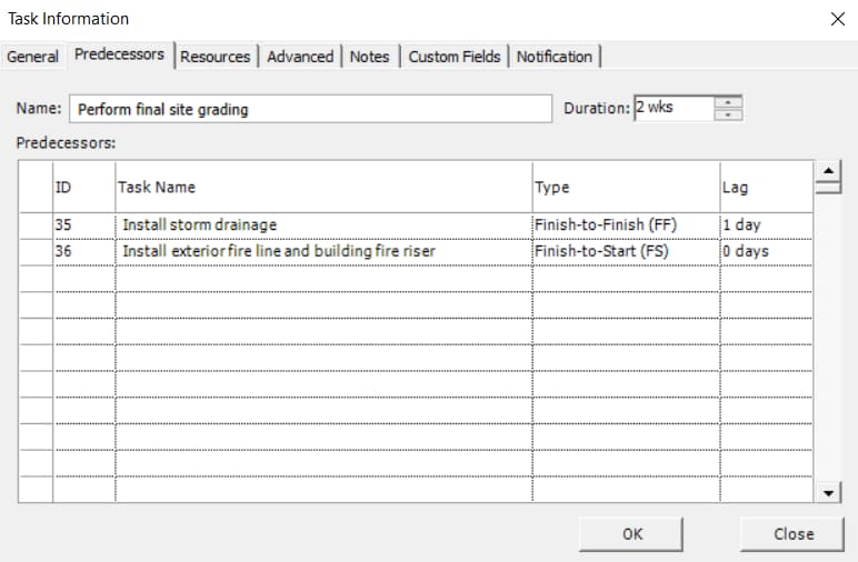 Lead and Lag times – Project Plan 365