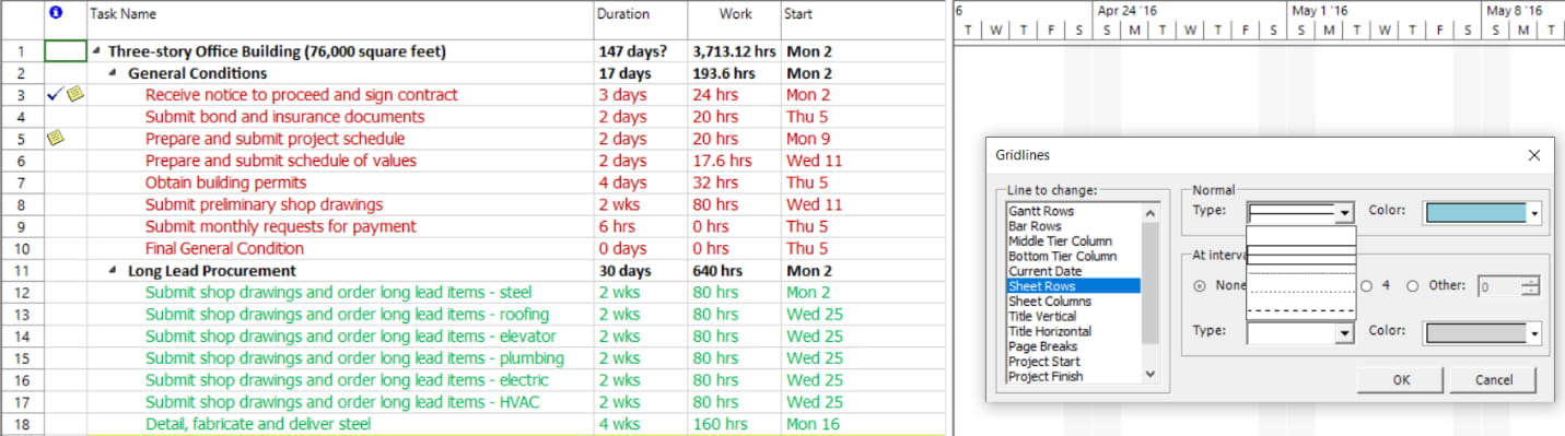 Gridlines – Project Plan 365