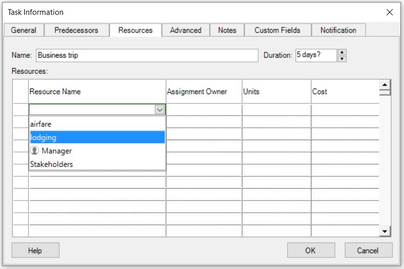 Cost Resources Project Plan 365