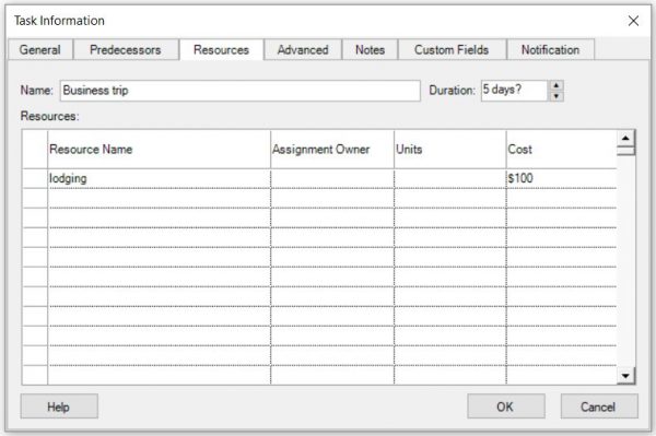 Cost Resources Project Plan 365