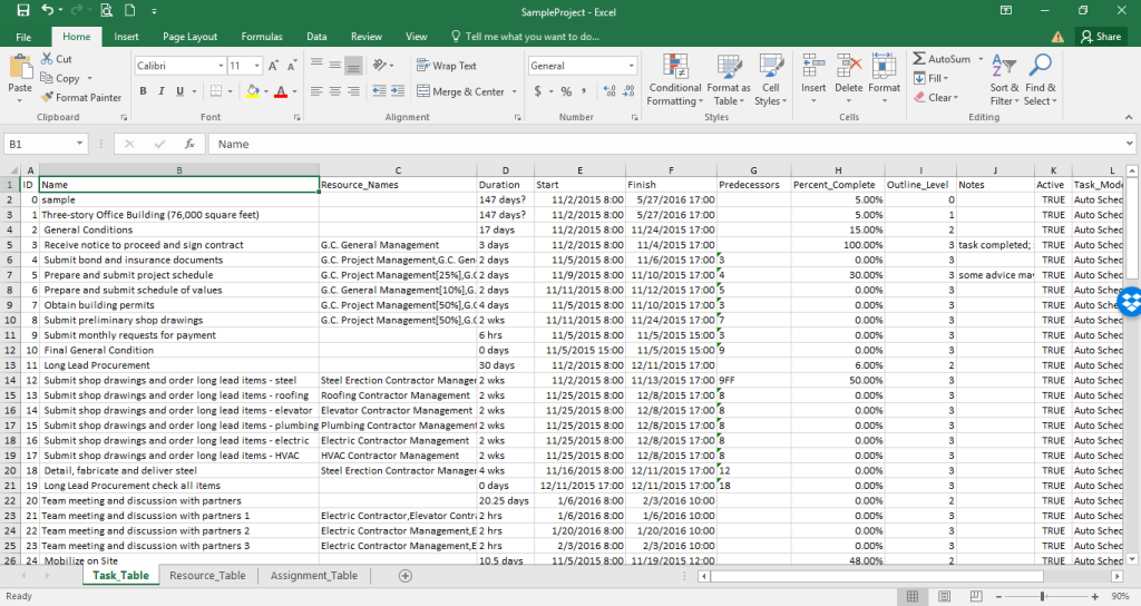 Export To Excel (CSV) - Project Plan 365